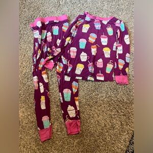 Little Sleepies Girls 3T Purple Coffee Pajamas